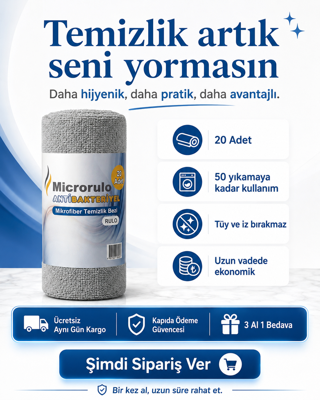 Microrulo mikrofiber rulo temizlik bezi