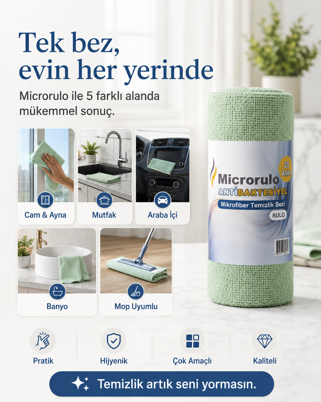 Microrulo mikrofiber rulo temizlik bezi