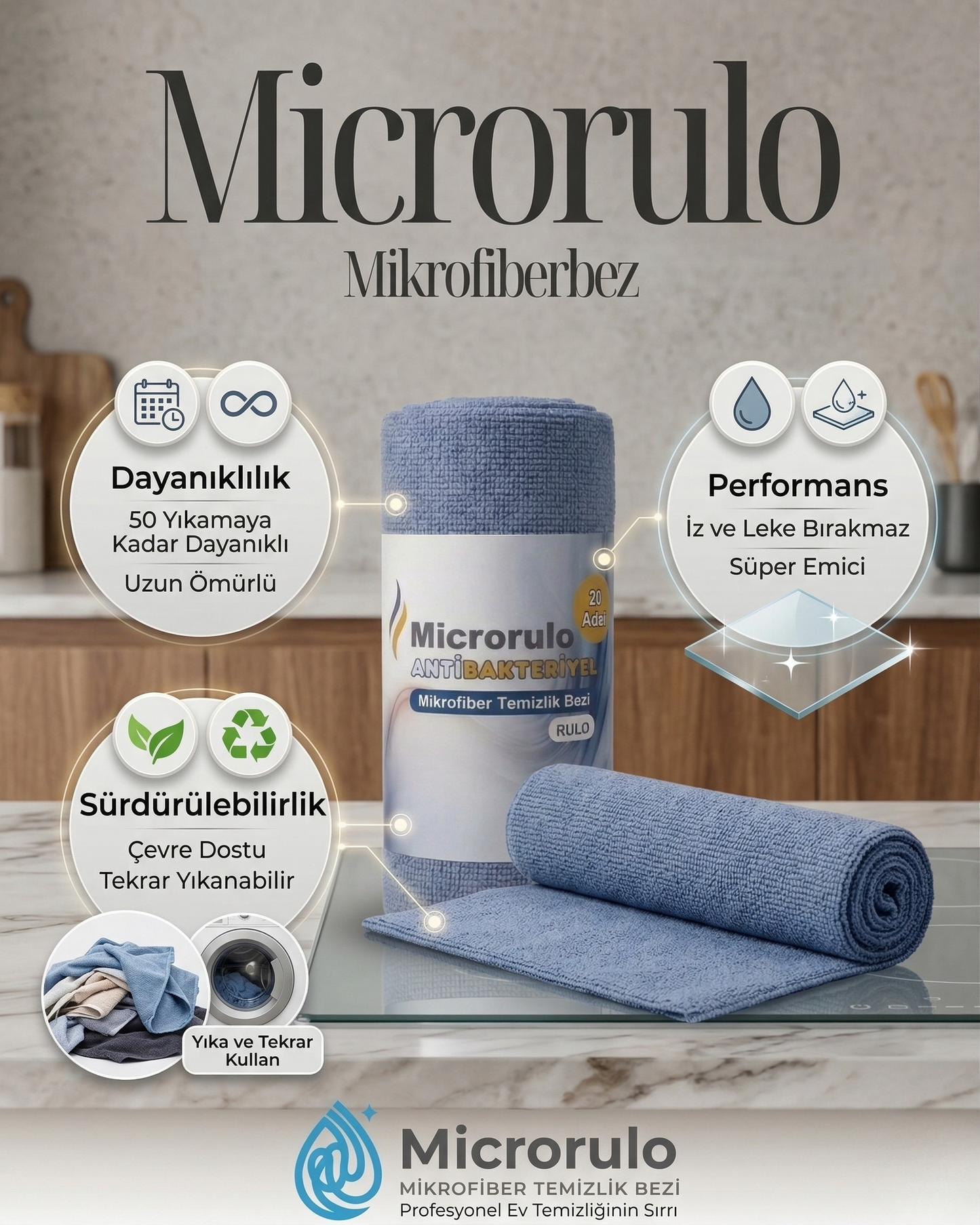 Microrulo mikrofiber rulo temizlik bezi